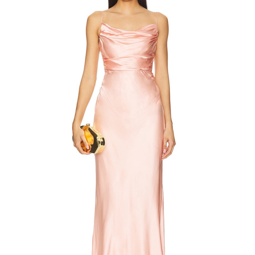 REVOLVE Pink Pleated Maxi Gown Spaghetti Strap